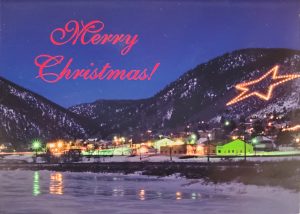 Front of the Palmer Lake Star Christmas card based on the photograph by Jess Smith.